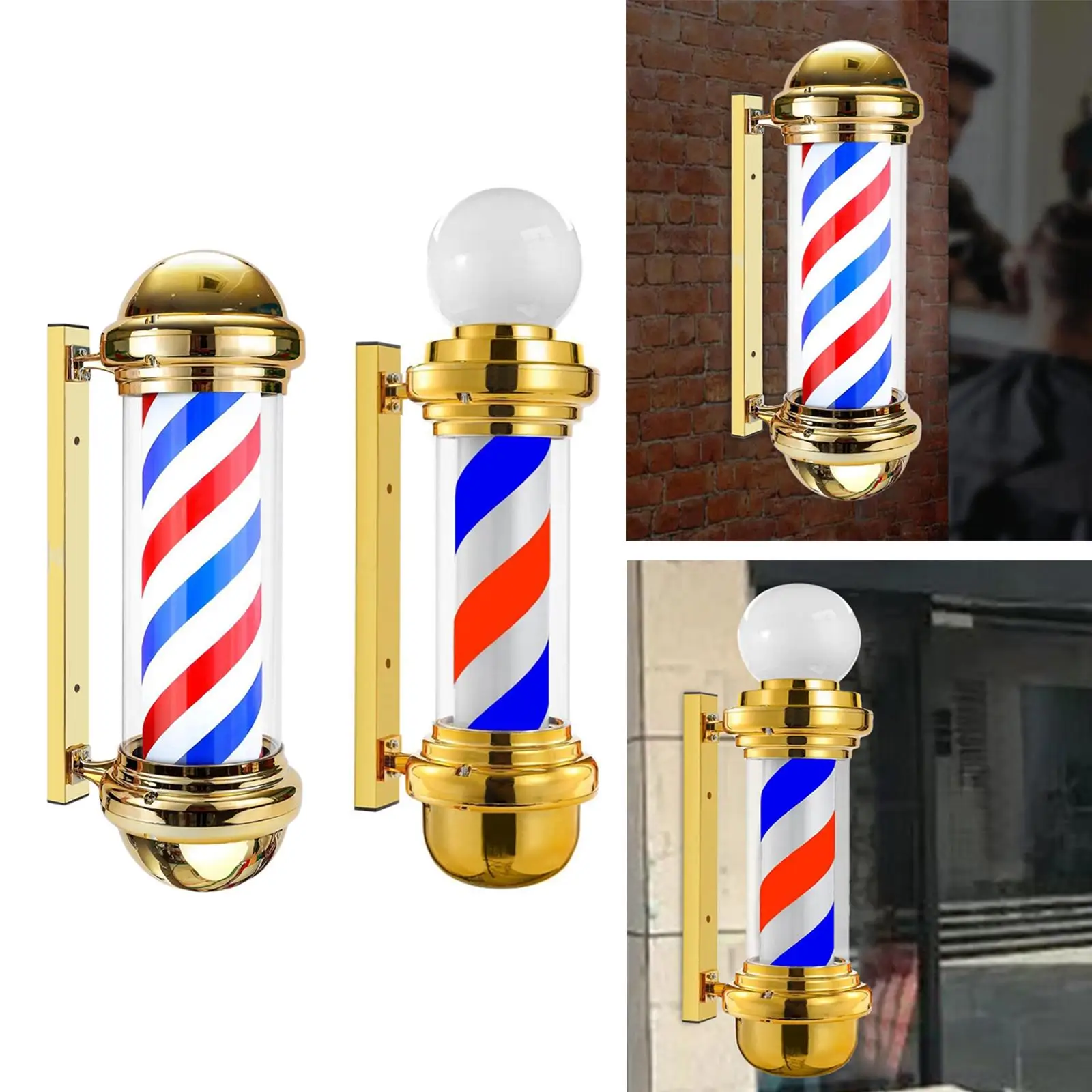 Barber Light Pole Red Blue White Rotating LED Stripes Light for Hair Salon