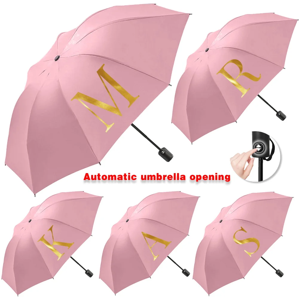 Sunshade Sunscreen Rain Umbrellas UV Automatic Umbrella Cute Print Outdoor Picnics Hiking Tours Travel Essentials Letter