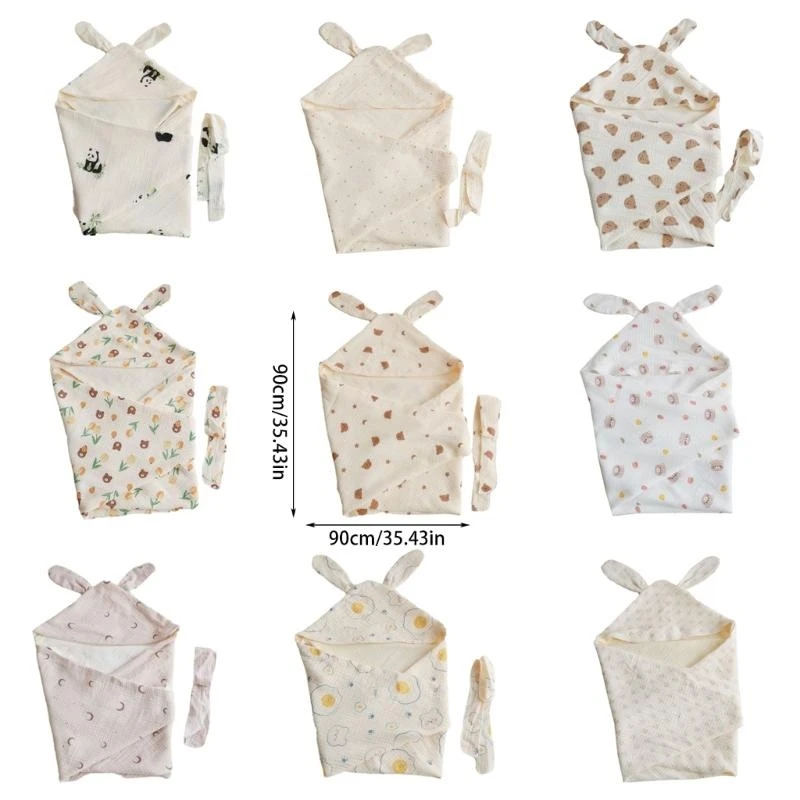 J15U بطانية أطفال لطيفة مكونة من أربع طبقات من القطن لحديثي الولادة بطانية متعددة الأنماط