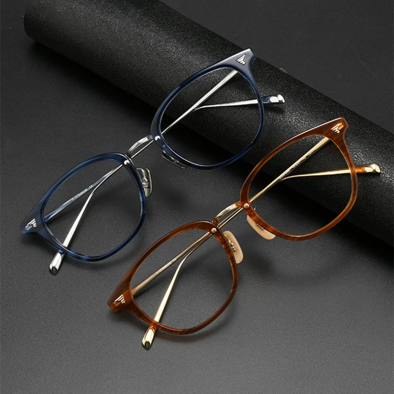 

Винтажные квадратные очки из титана и ацетата, оправа для мужчин, японские модные очки в полной оправе, женские очки высшего качества в стиле ретро, очки