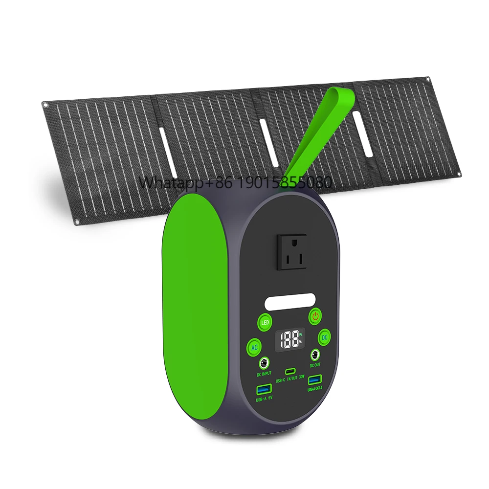 

US Stock Lifepo4 Lithium Cell Camping Solar Generator Portable Power Station 120W Lifepo4 Power Station With 30W Solar Panels
