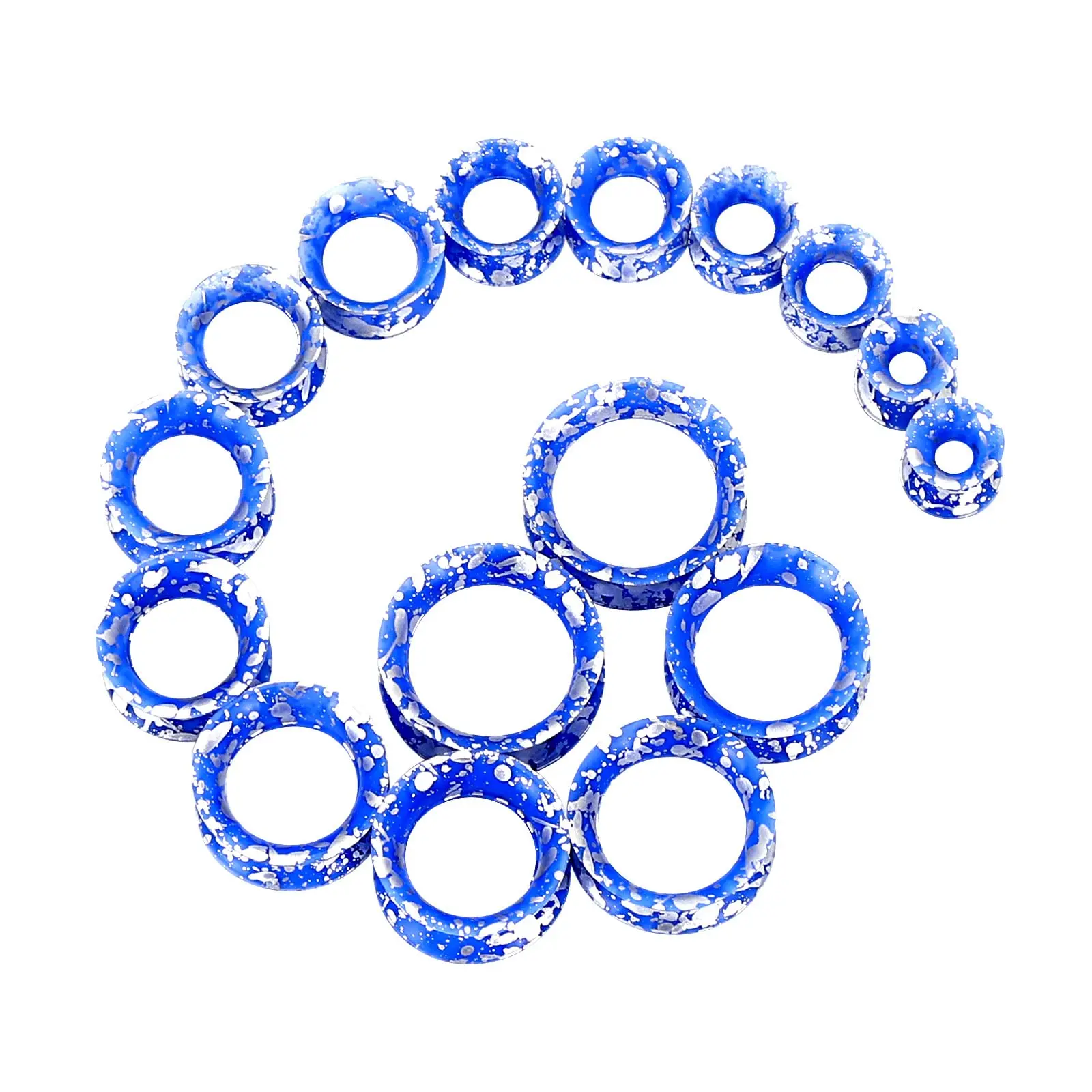 

20PCS Piercing Tunnel Set Soft Silicone Flesh Ear Plugs 6-25mm Flexible Ear Stretching Gauge Expander Blue with Silver Dots