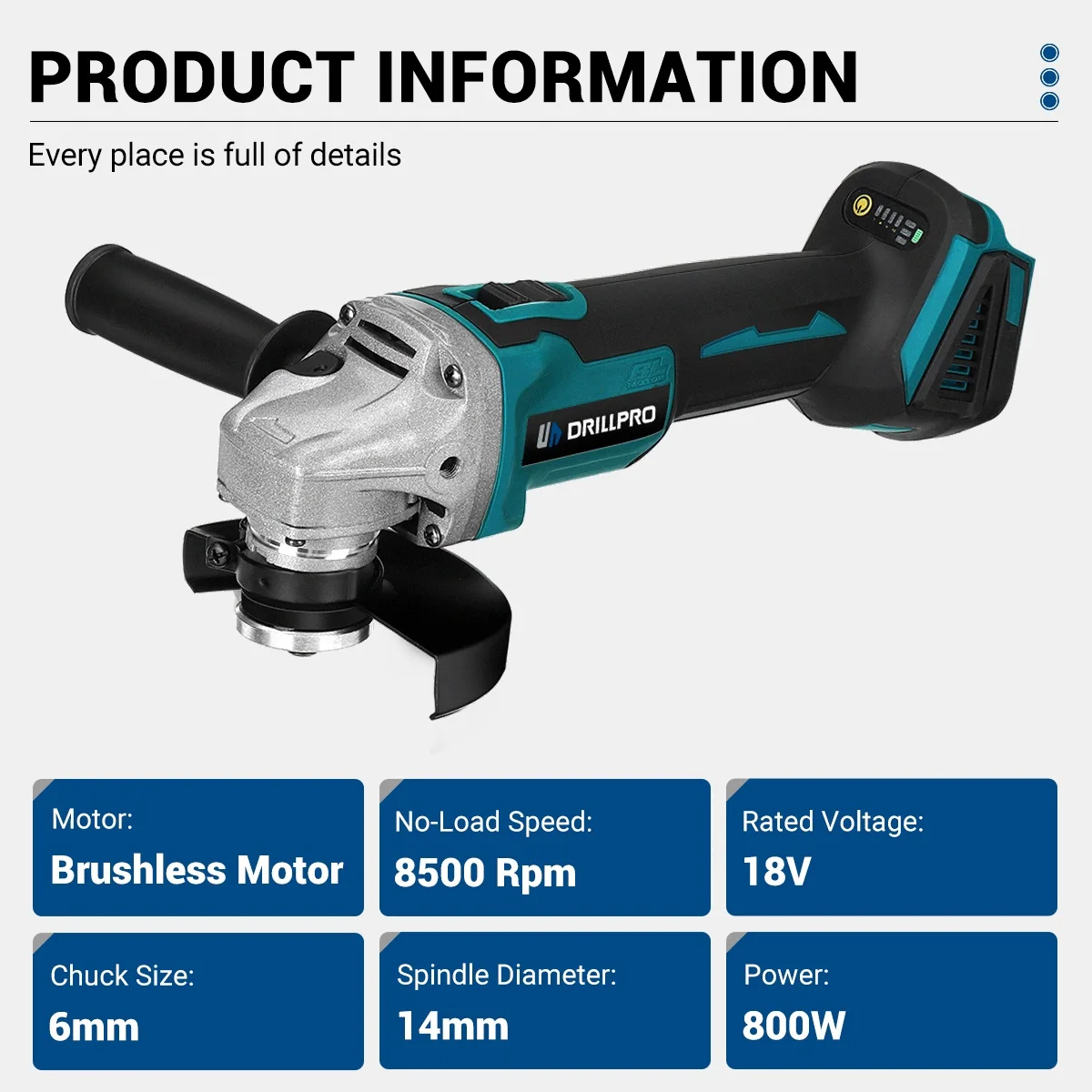 Imagem -03 - Power Tool Grupo Chave sem Fio Moedor Martelo com Bateria de Carregamento Broca Elétrica Tool Conjunto para Makita Bateria Drillpro4 in