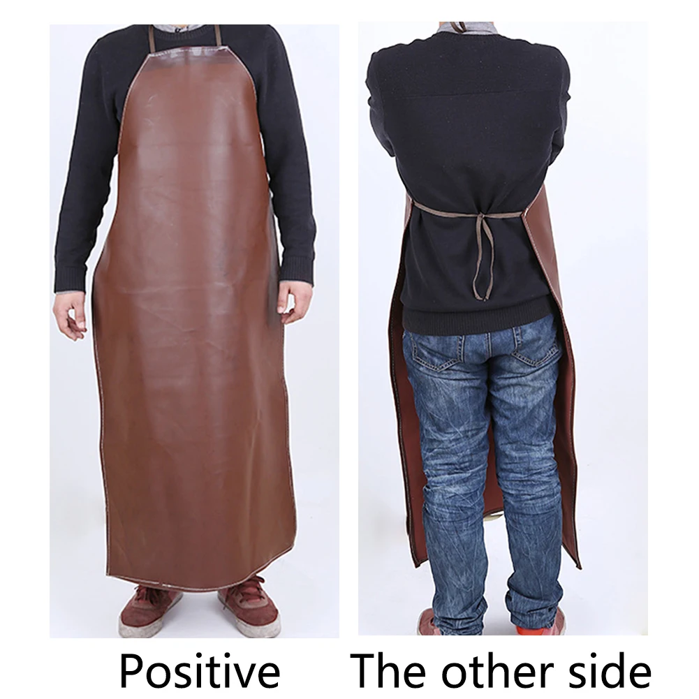 Faux Leather Oil Proof Waterproof Apron Kitchen Accessories Adult Lengthen Work Shop Unisex Hang Neck Dirt Resistant Apron