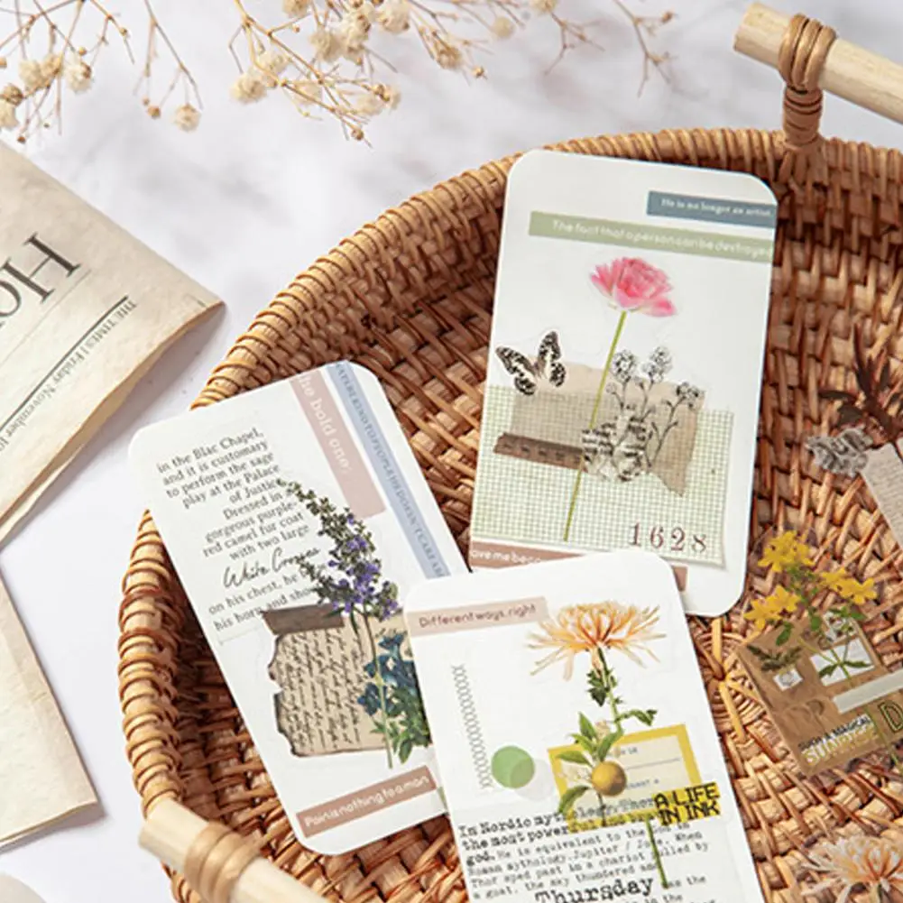 สติกเกอร์พิมพ์ลายดอกไม้มีความแม่นยำสูงชุดสติ๊กเกอร์รูปลอกธีมวินเทจที่การตกแต่ง DIY สำหรับอัลบัมภาพ