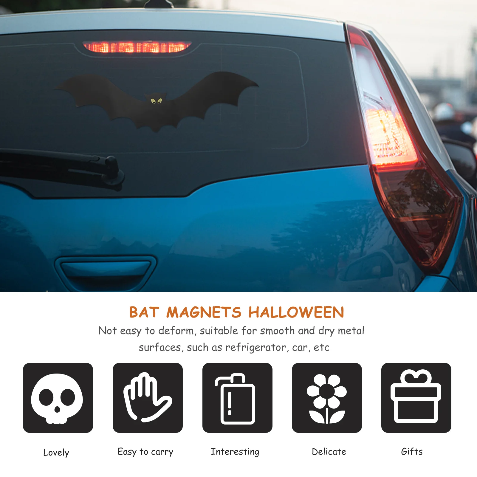 28 Pcs Stickers Magnetic Bat Halloween Fridge Magnets Gothic Decor Decorations Whiteboard Black Festival Office