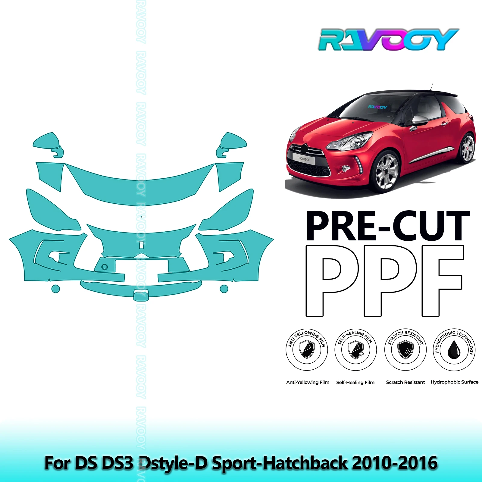 

Car Front Kit Clear Bra Precut PPF Paint Protection Film For DS DS3 Dstyle-D Sport-Hatchback 2010-2016