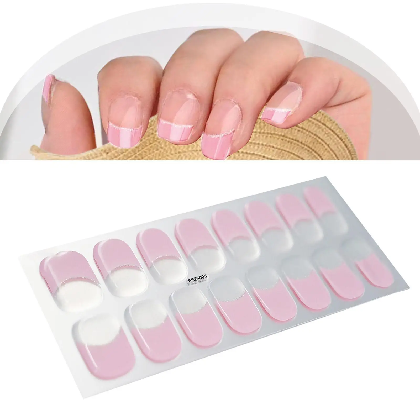 ملصقات أظافر جل من الراتنج البيئي، شرائط طلاء أظافر شبه معالجة بغطاء كامل، شارات أظافر للاستخدام المنزلي في الصالونات #5