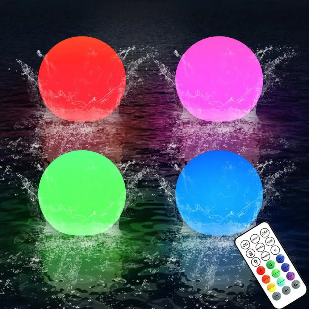 Boule lumineuse pour piscine, lumières flottantes à couleur changeante avec télécommande, boules lumineuses étanches pour l'extérieur et la Relaxation