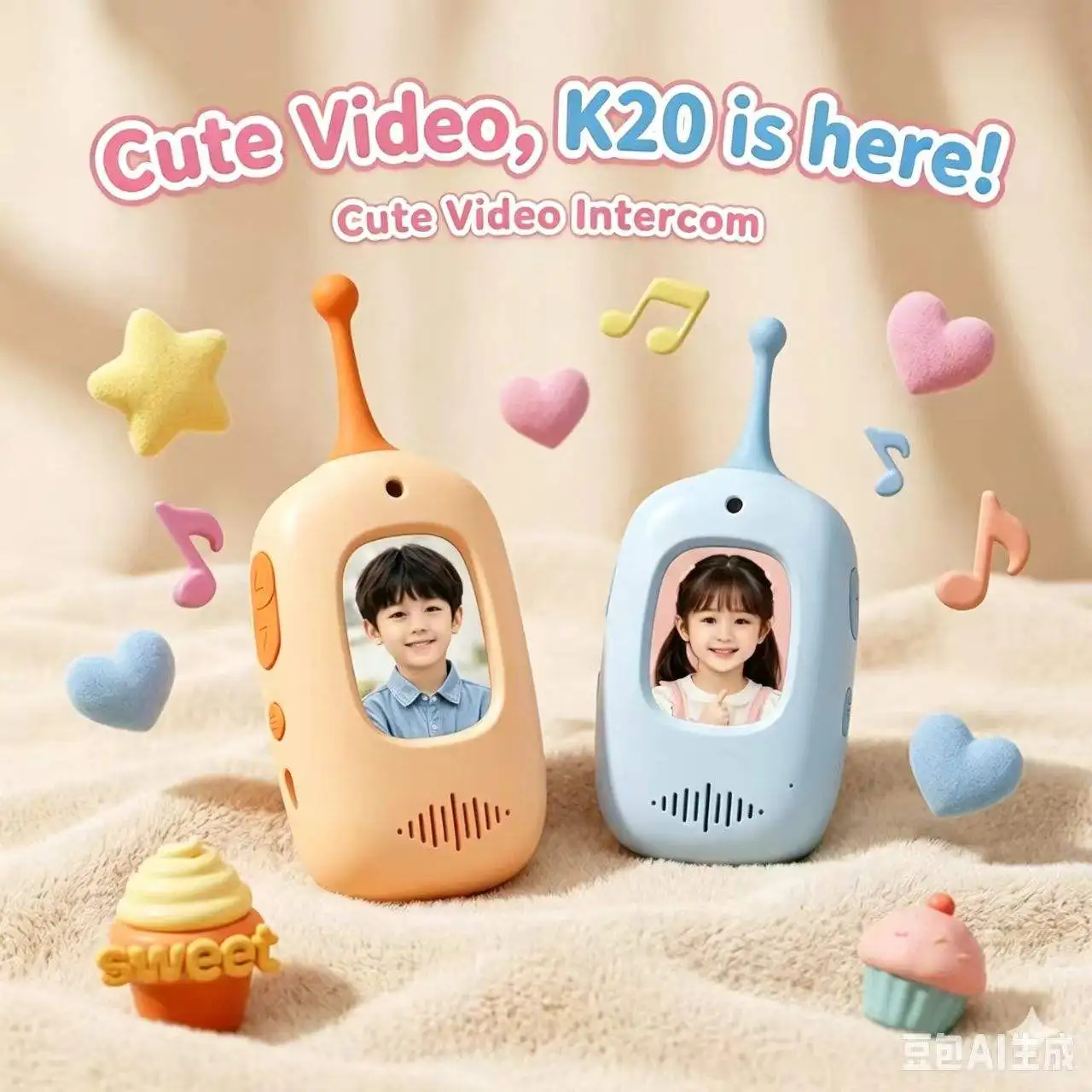 子供用ビデオトランシーバー、2個セット、長距離通信可能、アウトドアキャンプ、ハイキング、室内遊び用おもちゃ、男の子と女の子の誕生日プレゼントに最適