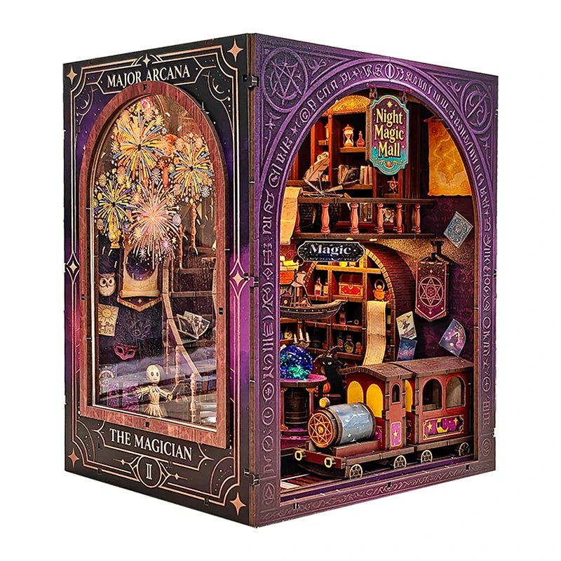 

DIY Wooden Dollhouse Tarot Cards Magic Mall Book Nook Miniature With Furniture Kit Assemble Toys for Children Birthday Gift