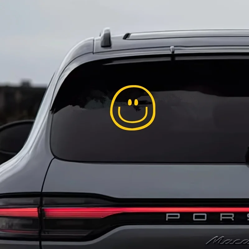 

2D flat sticker 1pc cute smiling face decal, trendy and fashionable personality smiling emoji car sticker, very suitable, car,