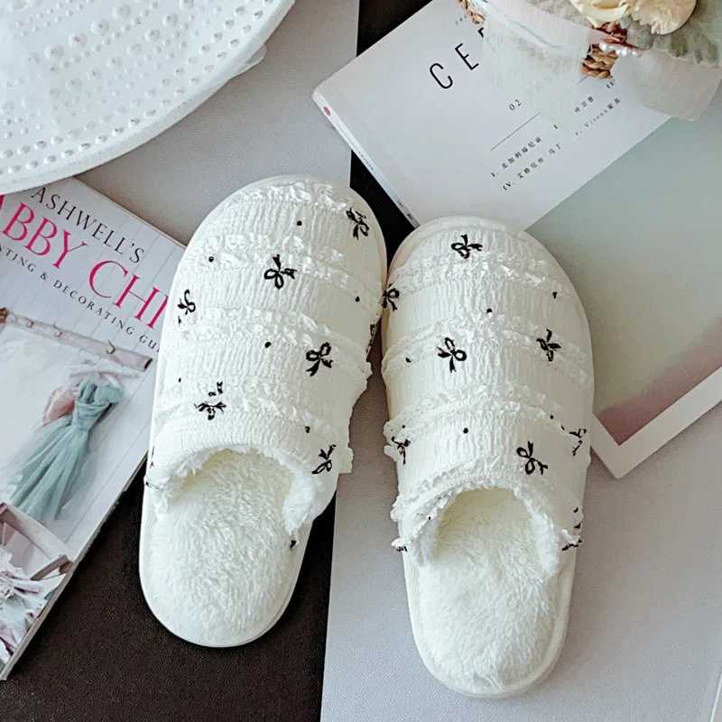 

New Cotton Slippers for Women Indoor Home Floor Slippers Autumn Winter Warm Plush Thick Soled Non Slip Postpartum Shoes