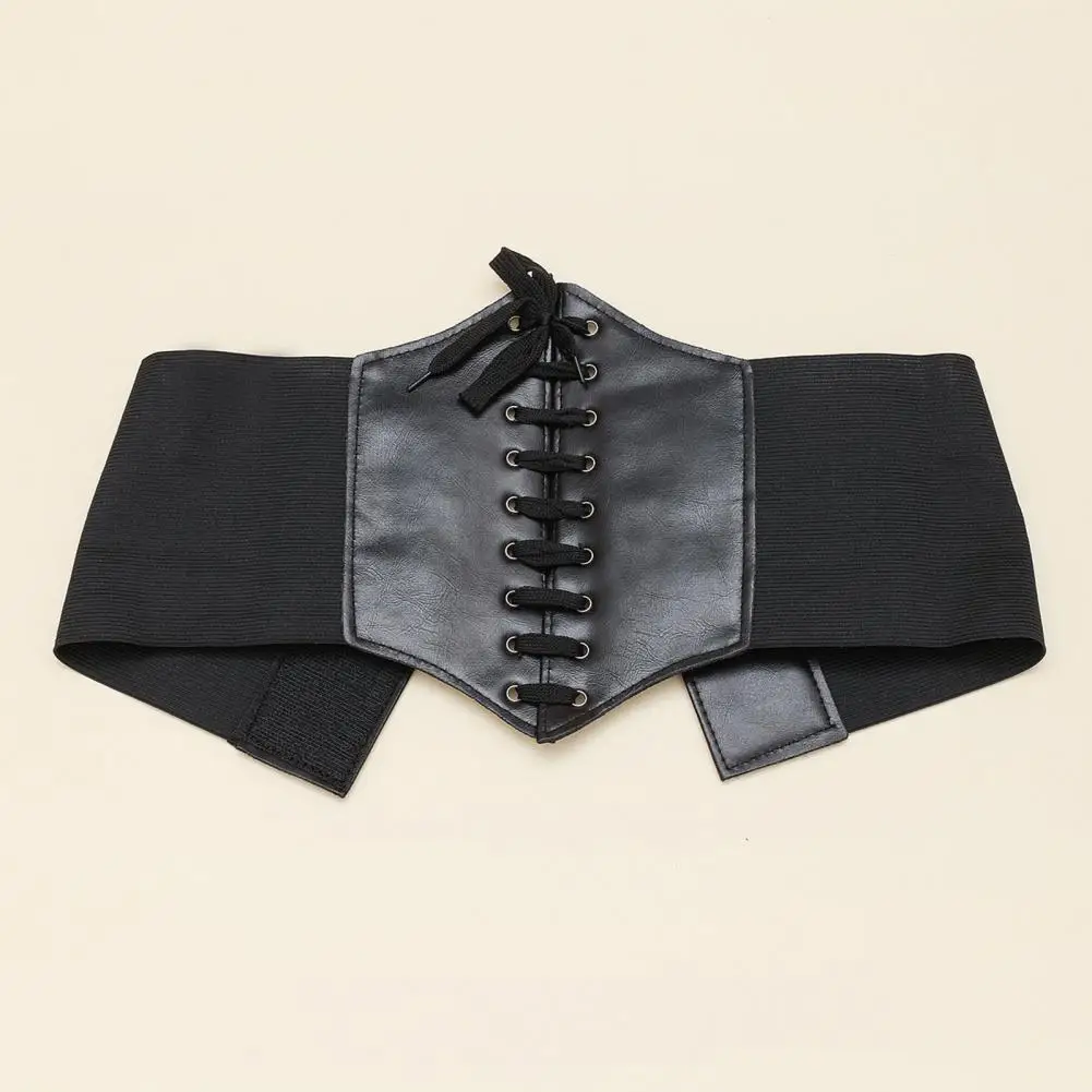 Women Corset Belt Elegant Lace-up Corset Belt for Women Wide Elastic Waistband in Faux Leather Slimming for Dress for Lady's