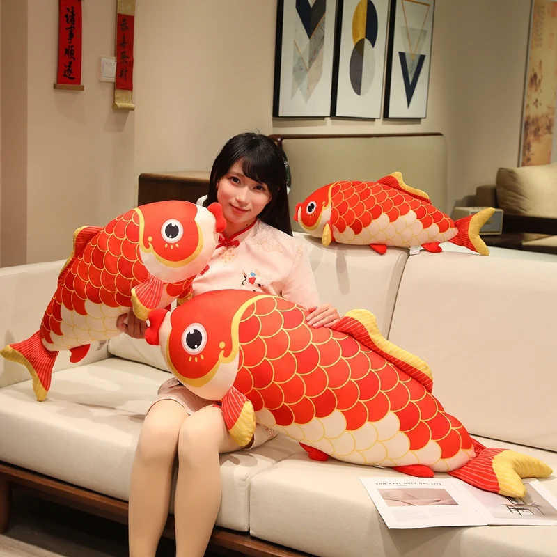 60-100 Cm Kawaii Cartoon Simulatie Anime Koi Vis Knuffel Knuffel Kinderen Vis Kussen Handgemaakte Rustgevende pop Gift