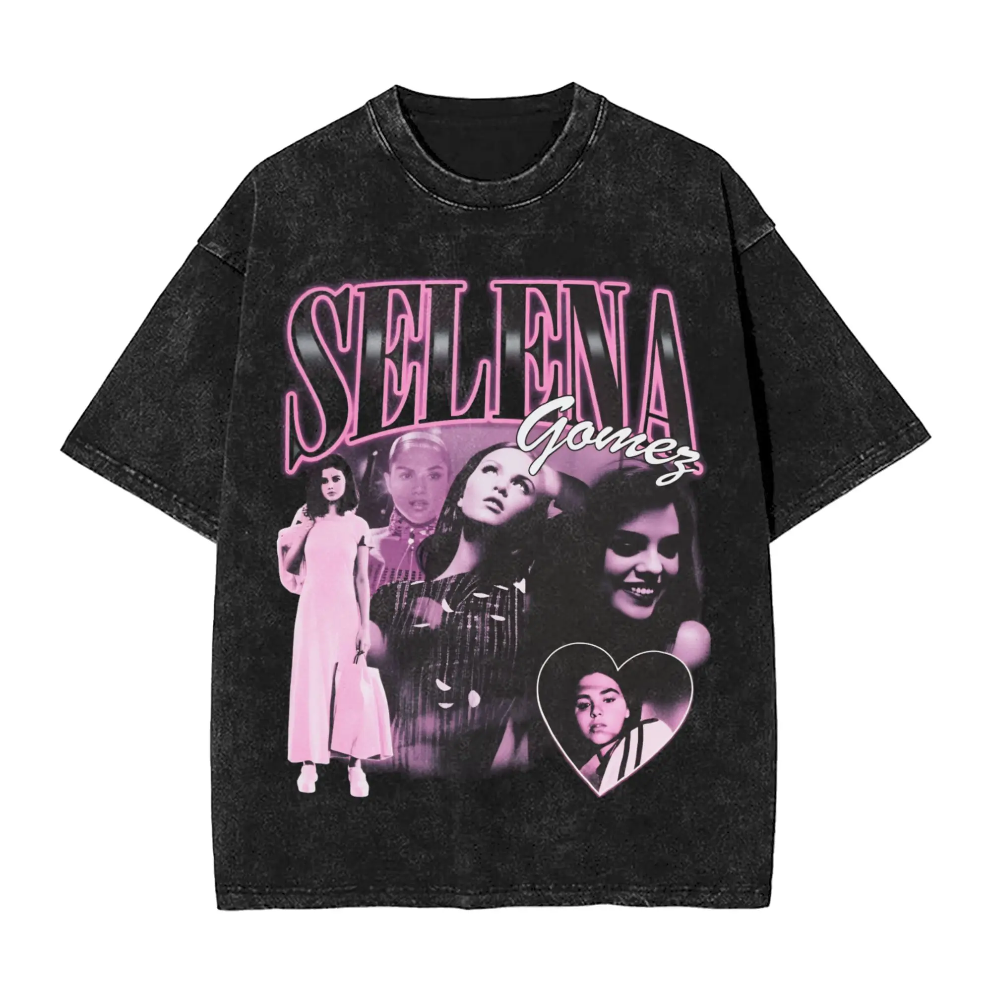Selena Gomezs T-Shirts Men  Funny 100% Cotton Tees Round Collar Short Sleeve T Shirts Plus Size Tops