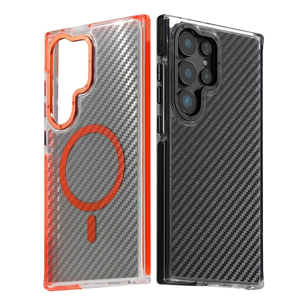 For Samsung S24Ultra Phone Case New Carbon Fiber Pattern Galaxy S23 Business Premium Sense All-inclusive Drop Protection Case