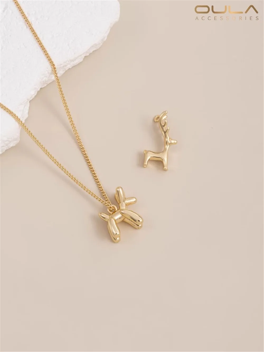 

14K Gold-Color Plated Cute Balloon Dog Moose Deer Pendant Handmade Pendant Diy Original Jewelry Bracelet Accessories