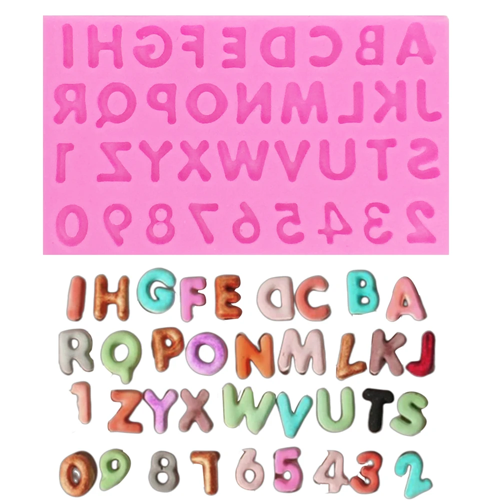 Alphabet Silicone Moulds DIY Number Letter Cake Decorating Tools Gumpaste Cupcake Sugar Fondant Chocolate Polymer Resin M2690