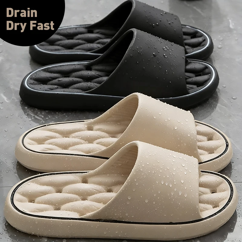 

Summer Adults Comfort Leaky Slippers Women Breathable Shower Sandals Men Quick-Drying Slides Couple Non-slip Flip Flop EVA Shoes