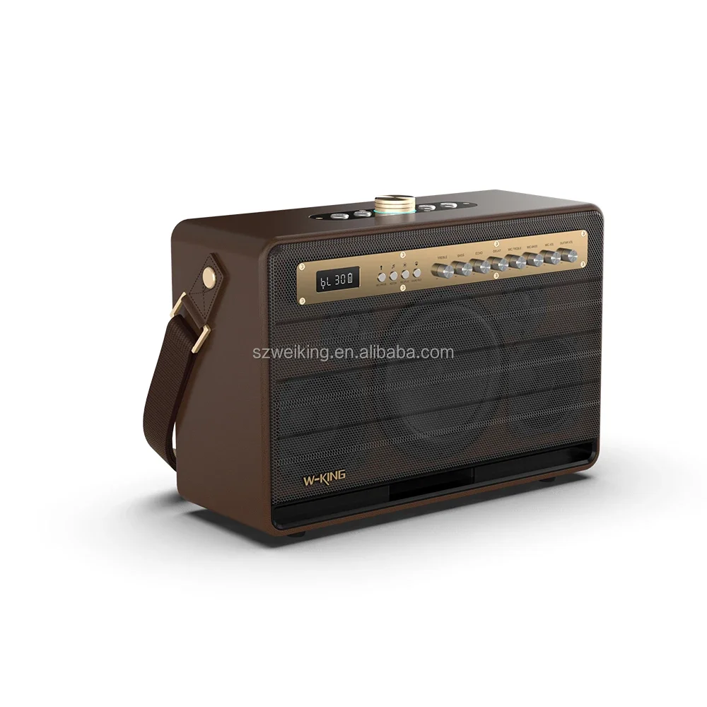 W-KING K6L Stereo Portable Guitar Bluetooth speaker with USB reader, with 2pcs microphones and remote control