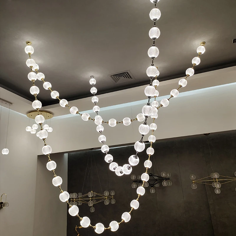 led dimmable chandelier para sala trendy colar de perolas design bolas escadaria luminaria de suspensao longa lampada para sala m 2024 01