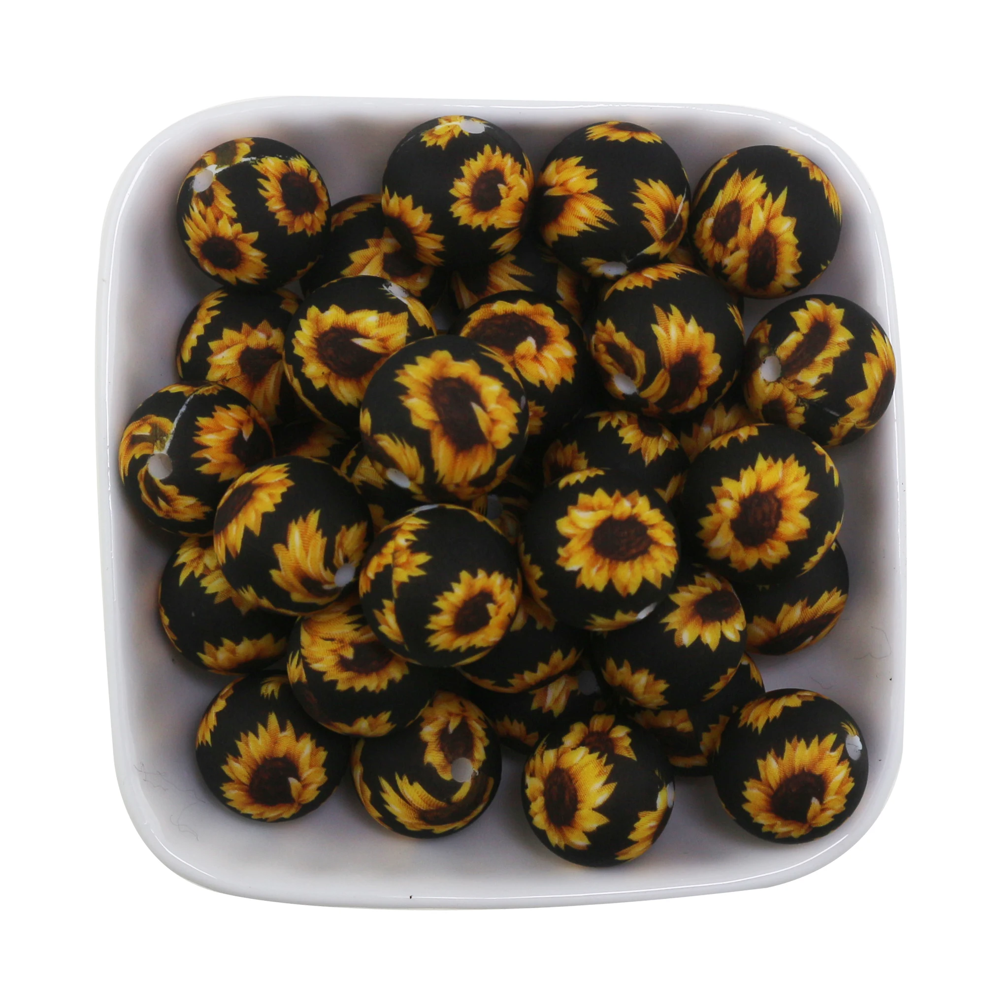 New Colors 50Pcs 100Pcs Leopard Print Silicone Beads 15mm Christmas Daisy Lotus Leaf Cow Paw Mouse Flower Camo Teething Balls