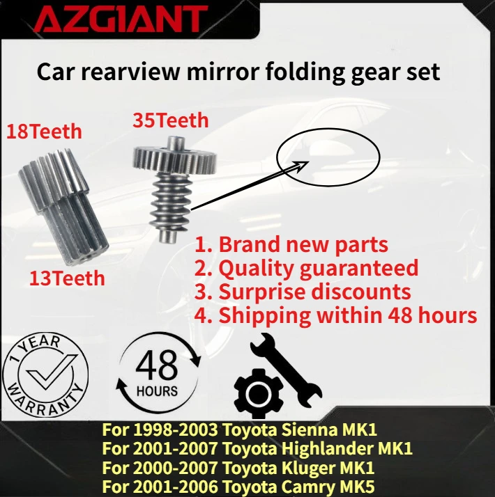 

For Toyota Sienna MK1 1998-2003/Highlander 2001-2007/Kluger 2000-2007/Camry MK5 2001-2006 Car rearview mirror folding gear set