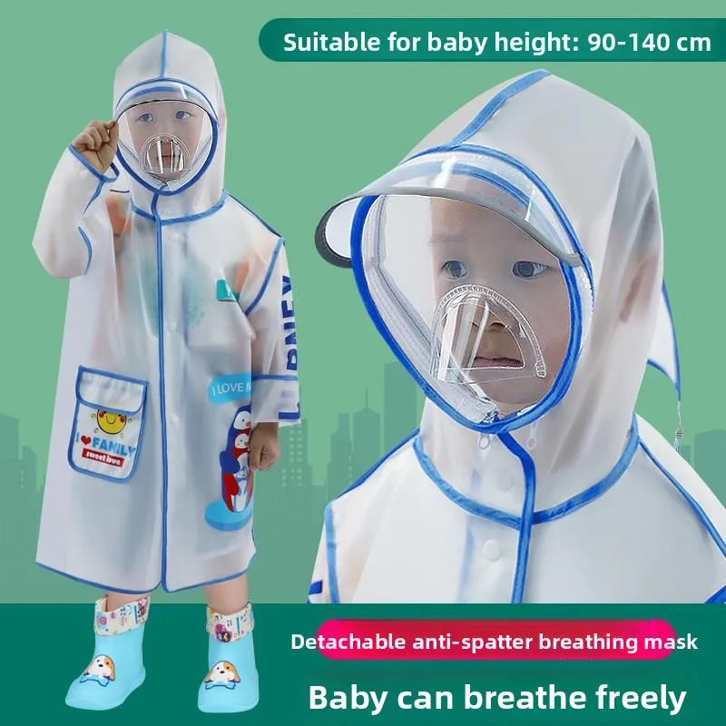 

Детский дождевик для школьной формы с защитной маской и местом для рюкзака, для мальчиков и девочек, для детского сада, одноразовый