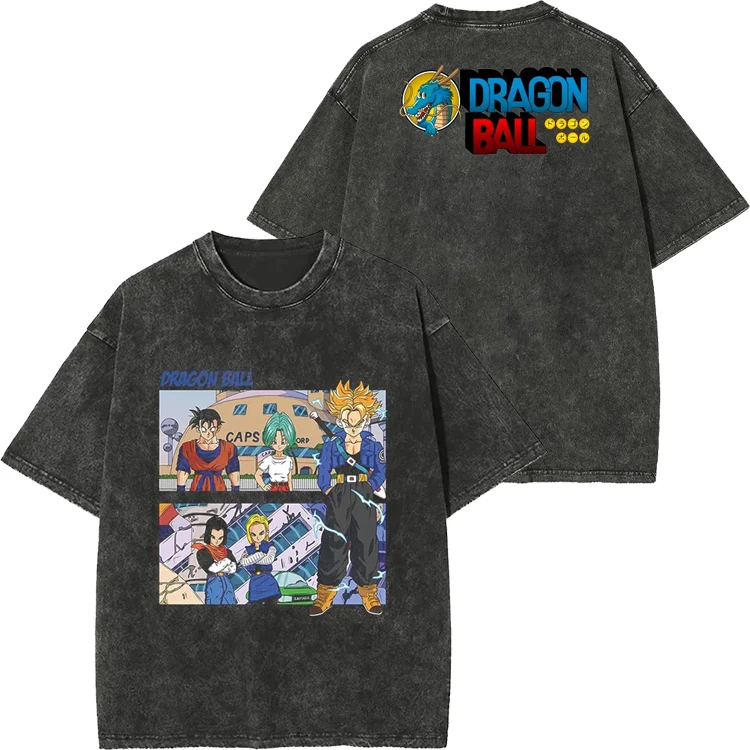 Verano Casual Otaku moda__ Top Dragon Ball camiseta de gran tamaño estilo callejero Saiyan Wukong gráfico animación estampado camiseta hombres