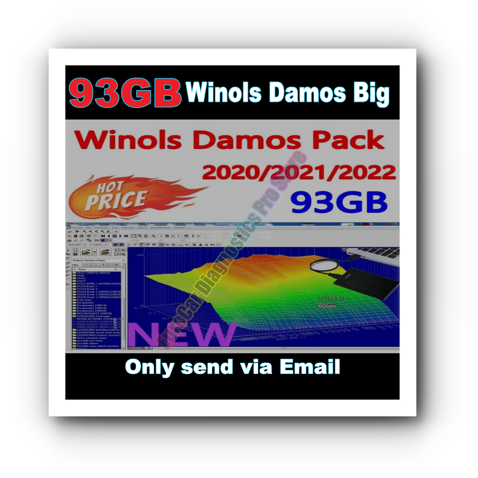 

Newest 93GB WINOLS DAMOS Big Archive Mappacks Chip Tuning Maps Data File for Winols Software Big Pack