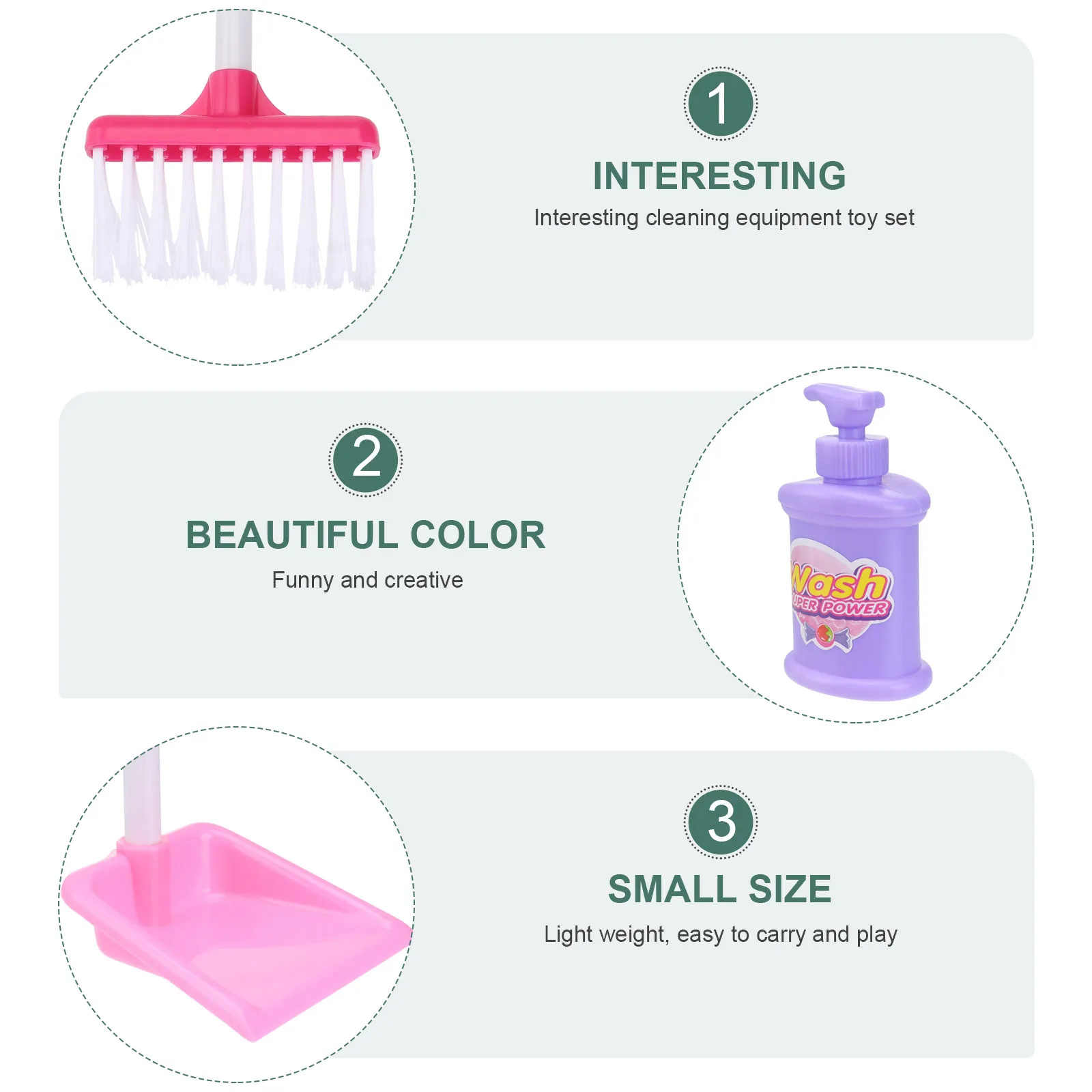 

7Pcs Role Play Children Cleaning Set Colorful Lightweight Creative Pretend Play Small Cleaning Accessories Sweeping Toy Set