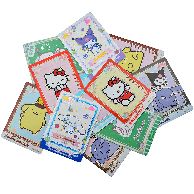 Original Box Sanrio Hello Kitty Kuromi Cinnamoroll Cartoon Collectible Game Card Melody Collection Toy Children\'s Gift 