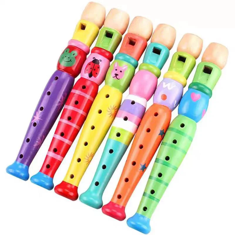 Colorful Piccolo Wooden Flute Musical Instrument For Kids Early Childhood Development Toys Preschool Montessori Educational Gift