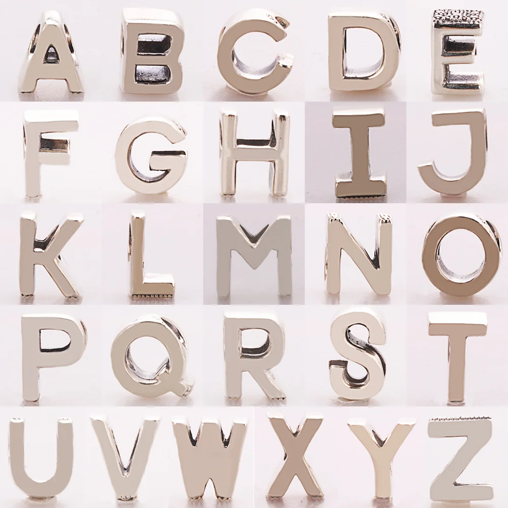 

Оригинальный серебро 925 пробы, элегантный белый циркон A-Z, 26 букв, подвески, бусины, подходят для браслета, женские украшения, подарок на день рождения, годовщину своими руками