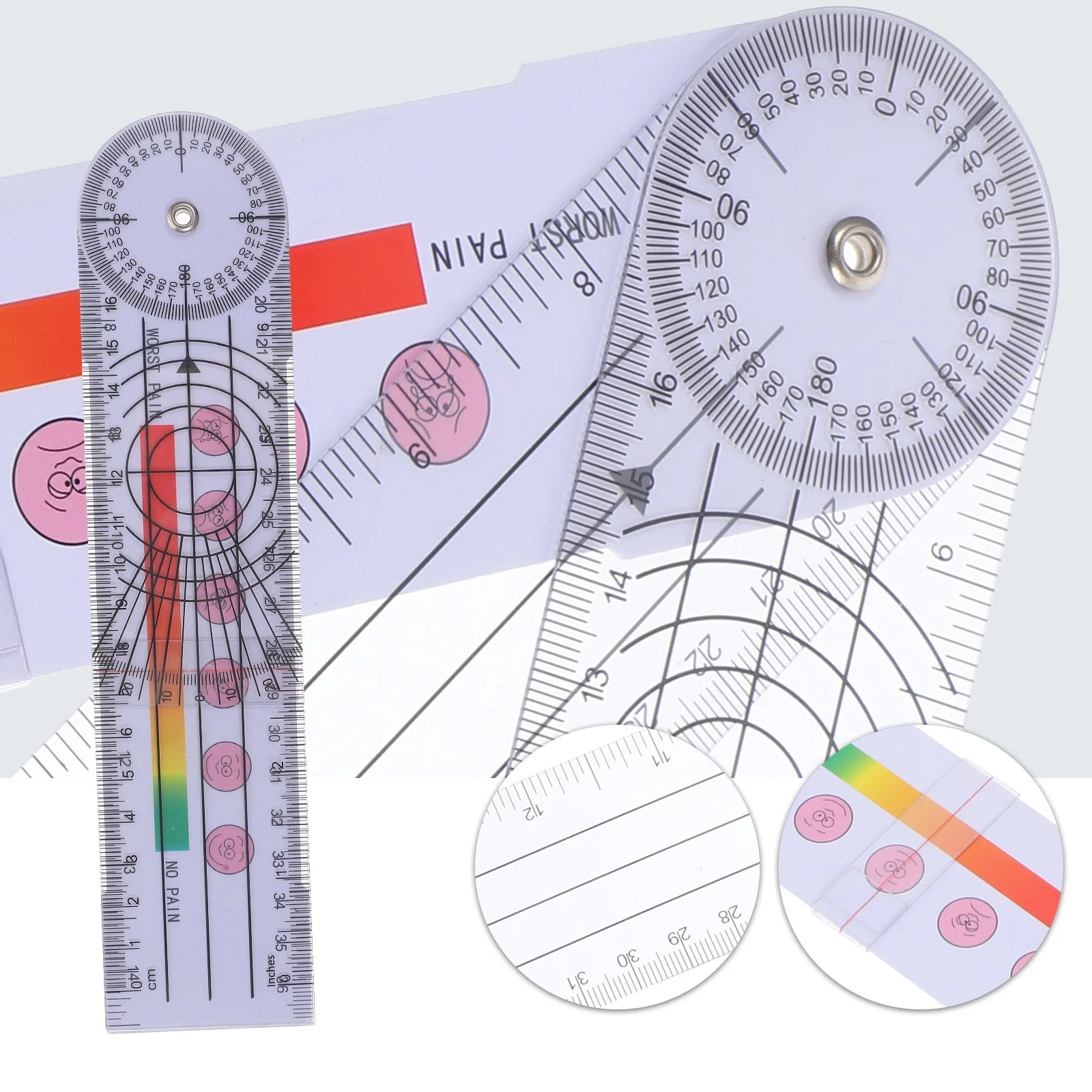 Goniomètre à doigt, règle de partition de douleur, mesureur d'angle tpédique, rapporteur, outils corporels, compas, fournitures de dessin, goniomètre physique