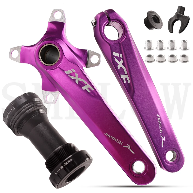 IXF BCD104 mm CNC Untralight Bike Crankset MTB / Road Bicycle Crank Set With BB 6 Colors Crank For Bicycle Cheap DH Crank Group