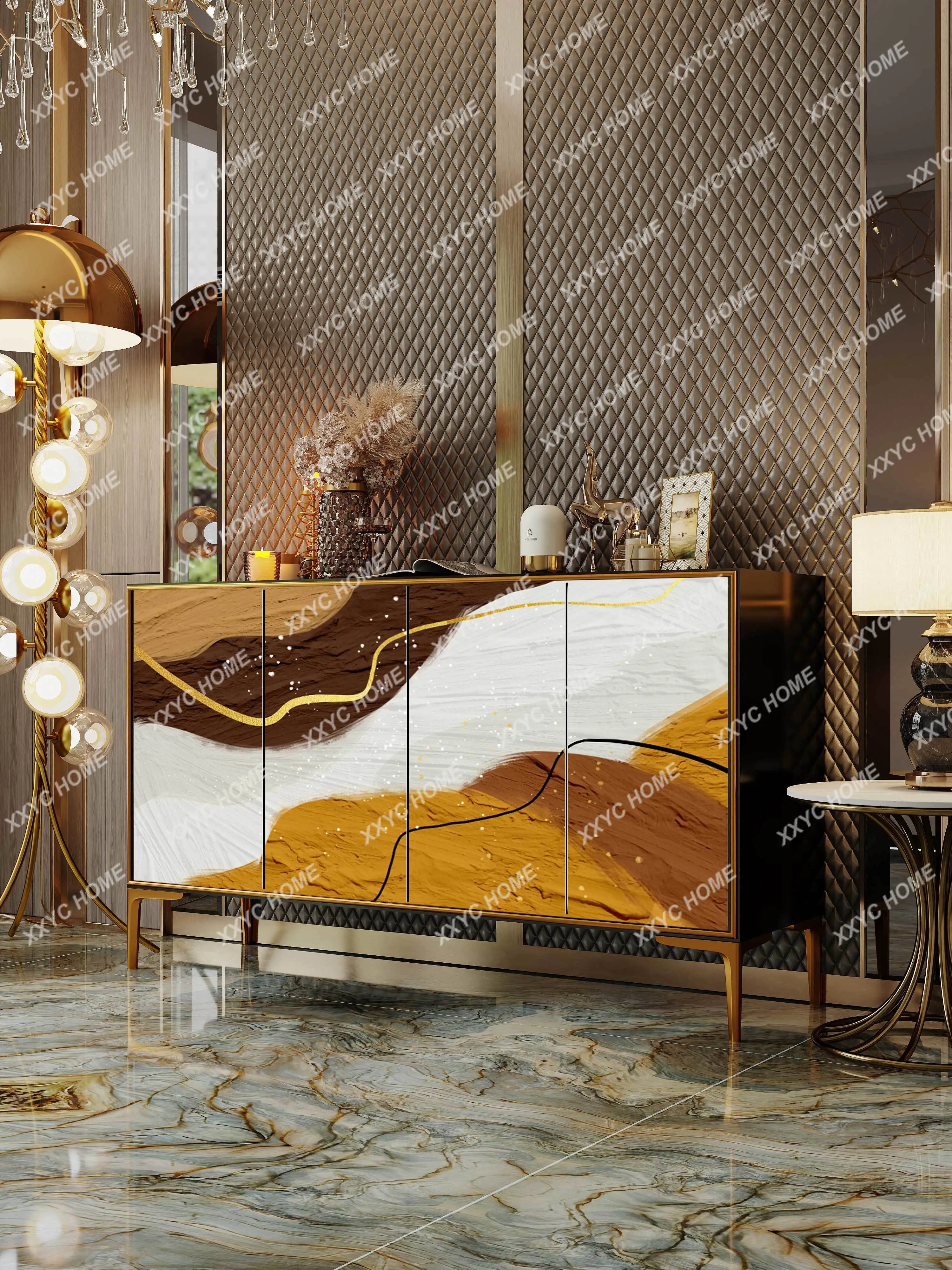 

AAModern Simple Light Luxury Dining Side Cabinet B & B Office Clubhouse Commercial Wall Cabinet