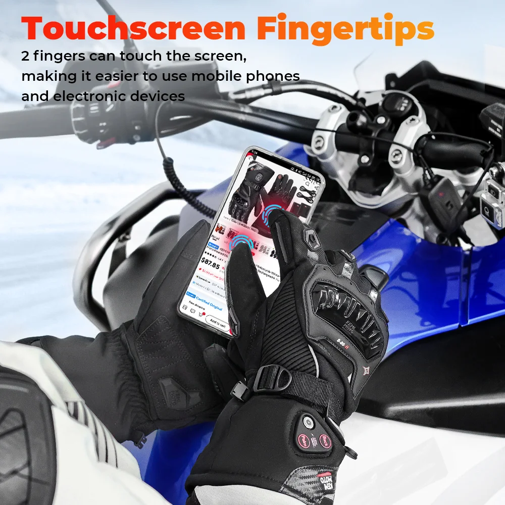 KEMIMOTO Motorrad-Heizhandschuhe Winter Moto-Heizhandschuhe Warme Wasserdichte Wiederaufladbare Heizhandschuhe für Schneemobile – Detail 28