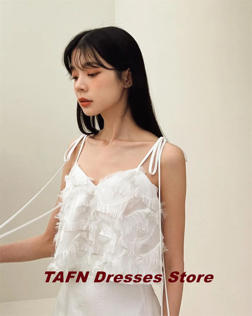 TAFN A-line Wedding Dresses Spaghetti Straps Floor-Length Korea Bridal Gown Photo Shoot Custom Made ウエディングドレス Customized