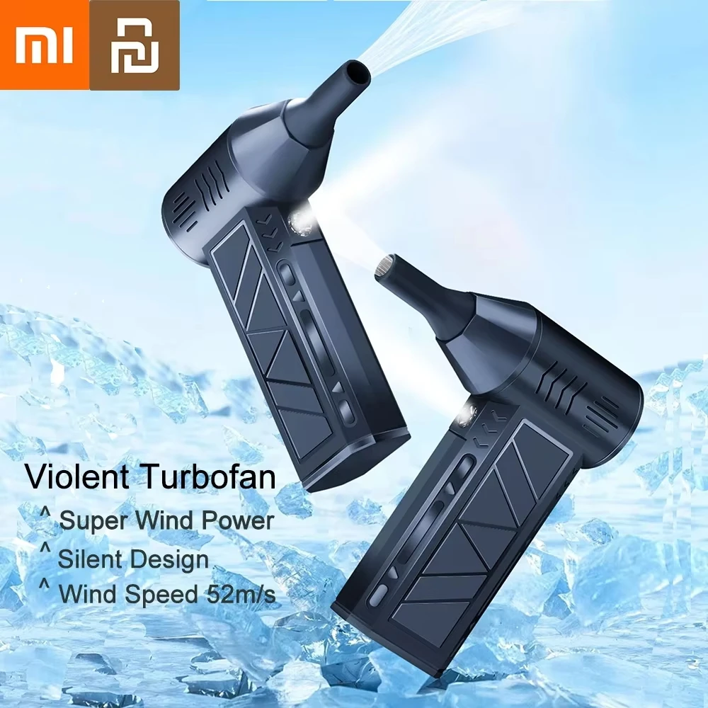 Xiaomi Mini Air Blower With Extra Nozzle 130000RPM Turbo Jet Fan Wind Speed 40m/s Electric Blower Multifunctional Blowing Dust