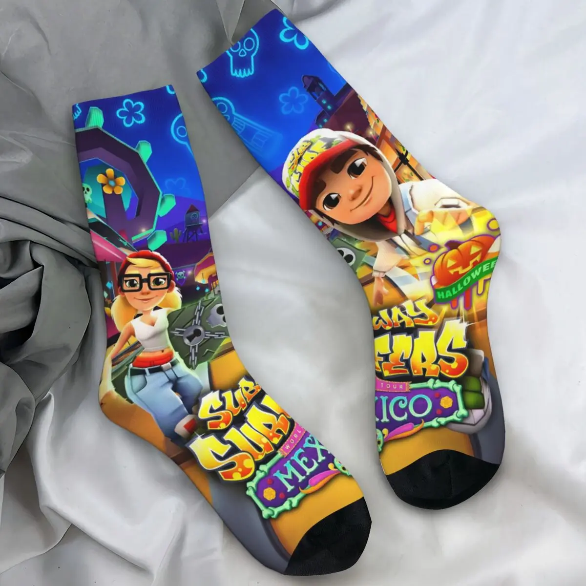 

Носки для пар, чулки Subway Surfers Game Jake, осенние носки высокого качества в стиле ретро, дизайнерские носки для скалолазания, против пота