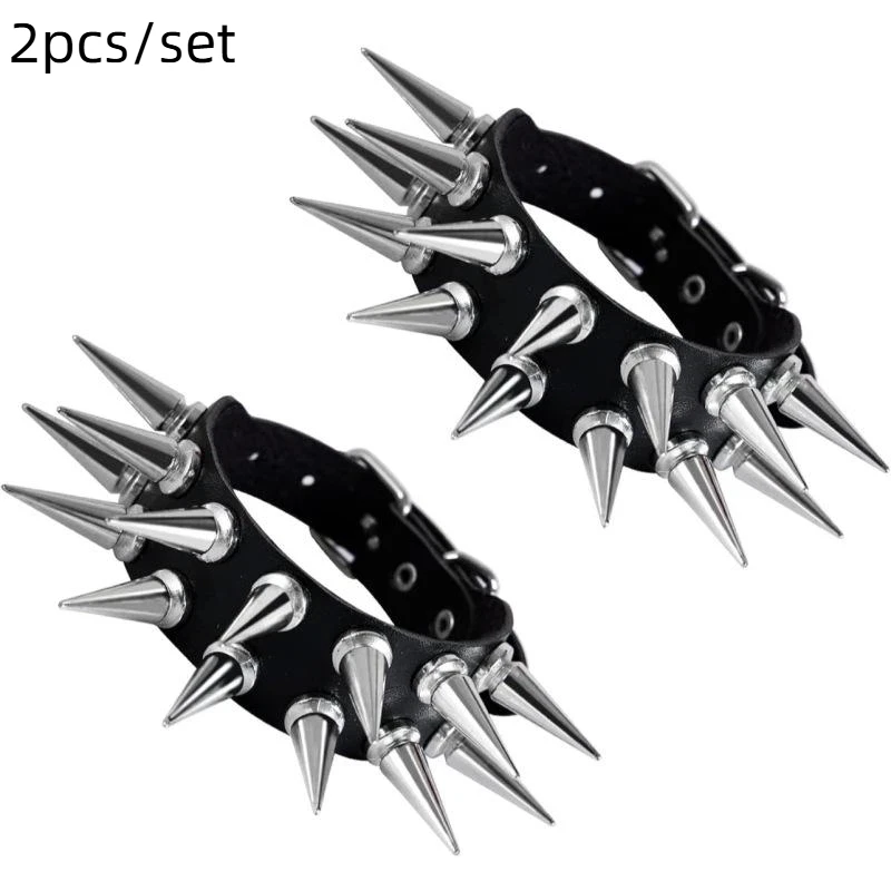 Hete Aanbieding 1 Set Punk Armbanden voor Heren Dames Punk Gothic Spijker Rivets PU Lederen Armband Bangles Hip Hop Party Sieraden Cadeau