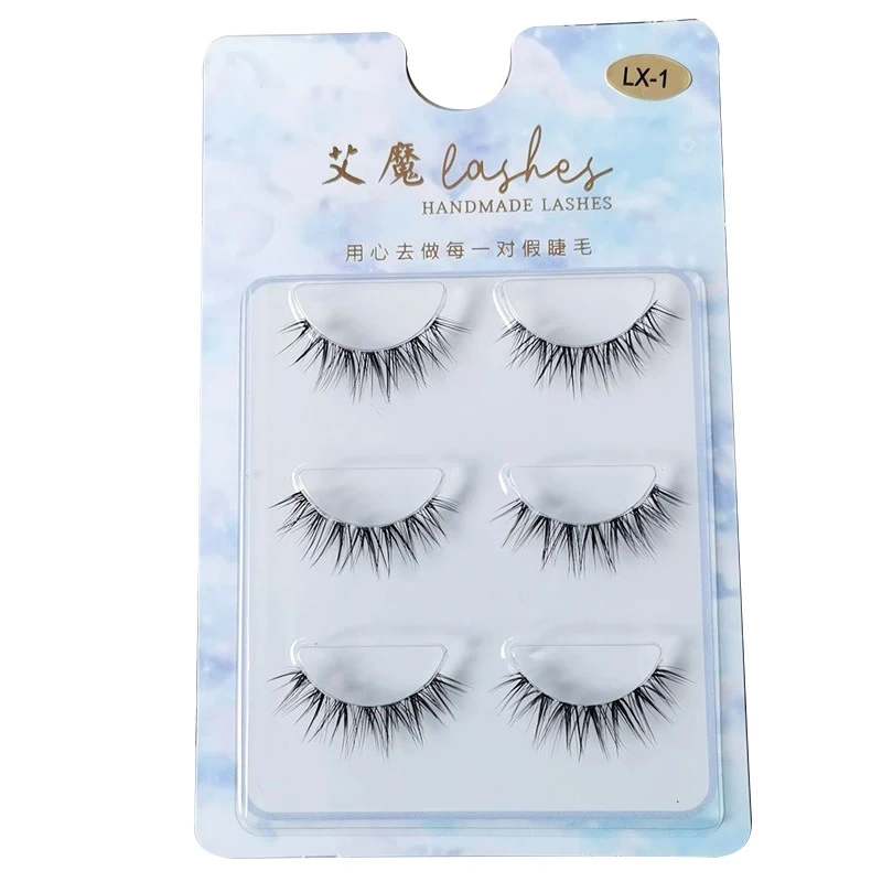 3 Pairs Set Cos Cross False Eyelashes Lash Extension 3D Bunch Japanese Fairy Little Devil Cosplay Eye Makeup Accessories