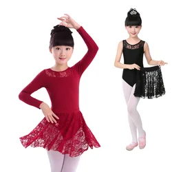 1set/lot Girls Ballet Dress Gymnastic Leotards and Lace Skirted  Kids Toddler Gymnastic ballet dancing costumes