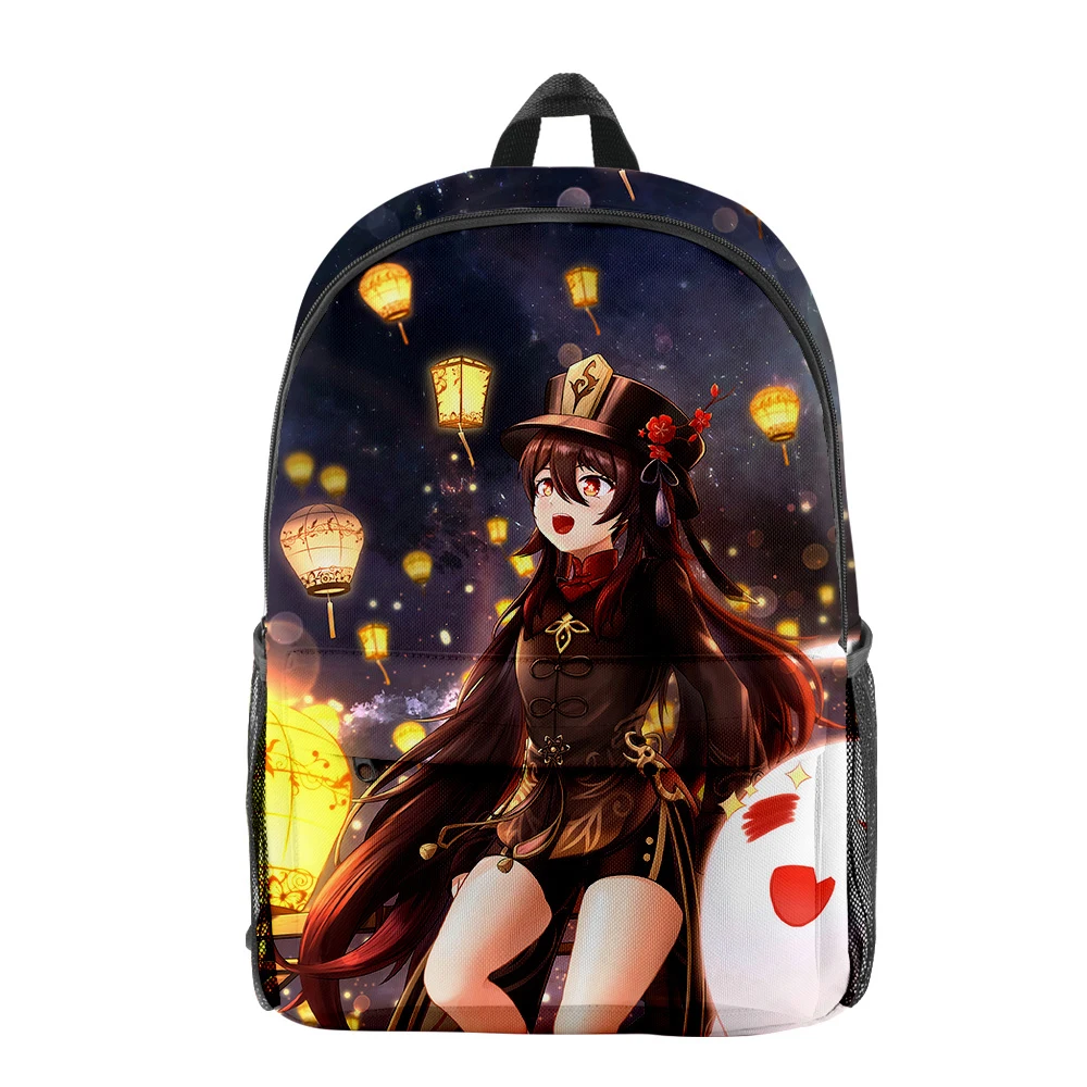 Hip Hop Popular Genshin Impact Hu Tao pupil Bookbag Notebook Backpacks 3D Print Oxford Waterproof Boys/Girls Travel Backpacks
