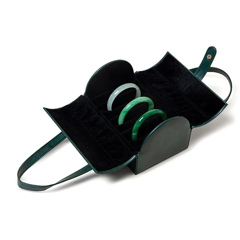 المحمولة صندوق تخزين المجوهرات خمر الرجعية المنظم صناديق المرأة سوار إكسسوارات السفر صندوق تخزين صناديق المجوهرات الجلدية #2