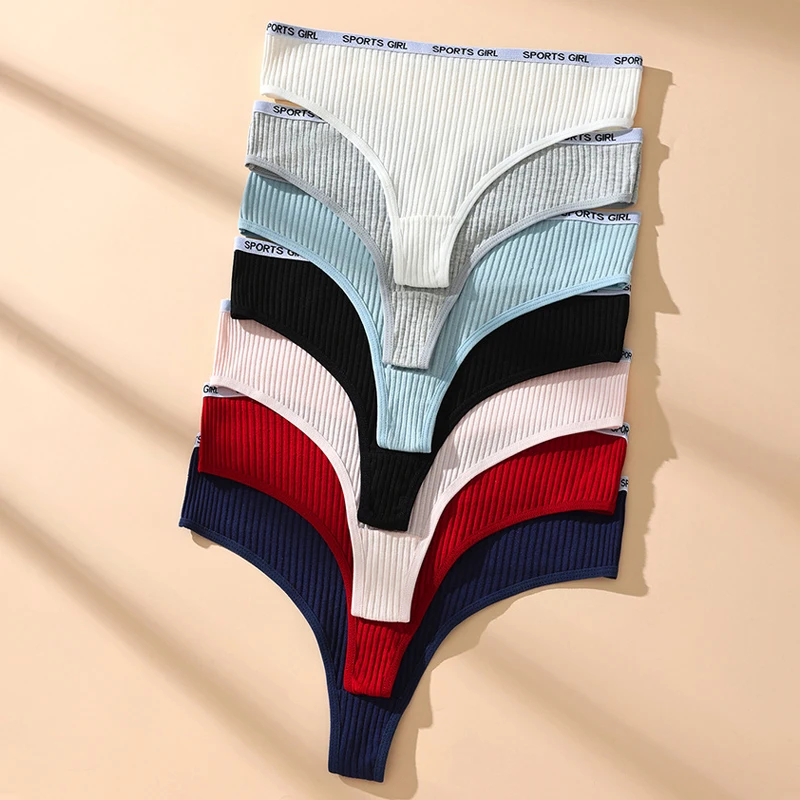 7-teiliges Damen-Tanga-Set mit Niedriger Taille, Sexy Unterwäsche, Sport-Slips, Baumwoll-G-String, Atmungsaktive Damenslips, Weibliche Lingerie