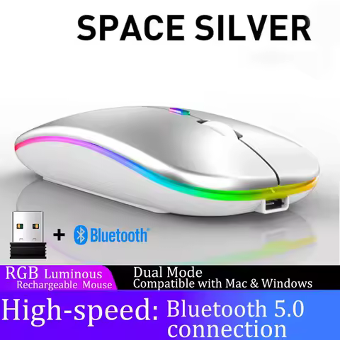 Dual-Mode 2.4G Bluetooth Rechargeable Silent Wireless Mouse, Ultra-Thin Ergonomic, For PC Laptop Tablet Office Gaming