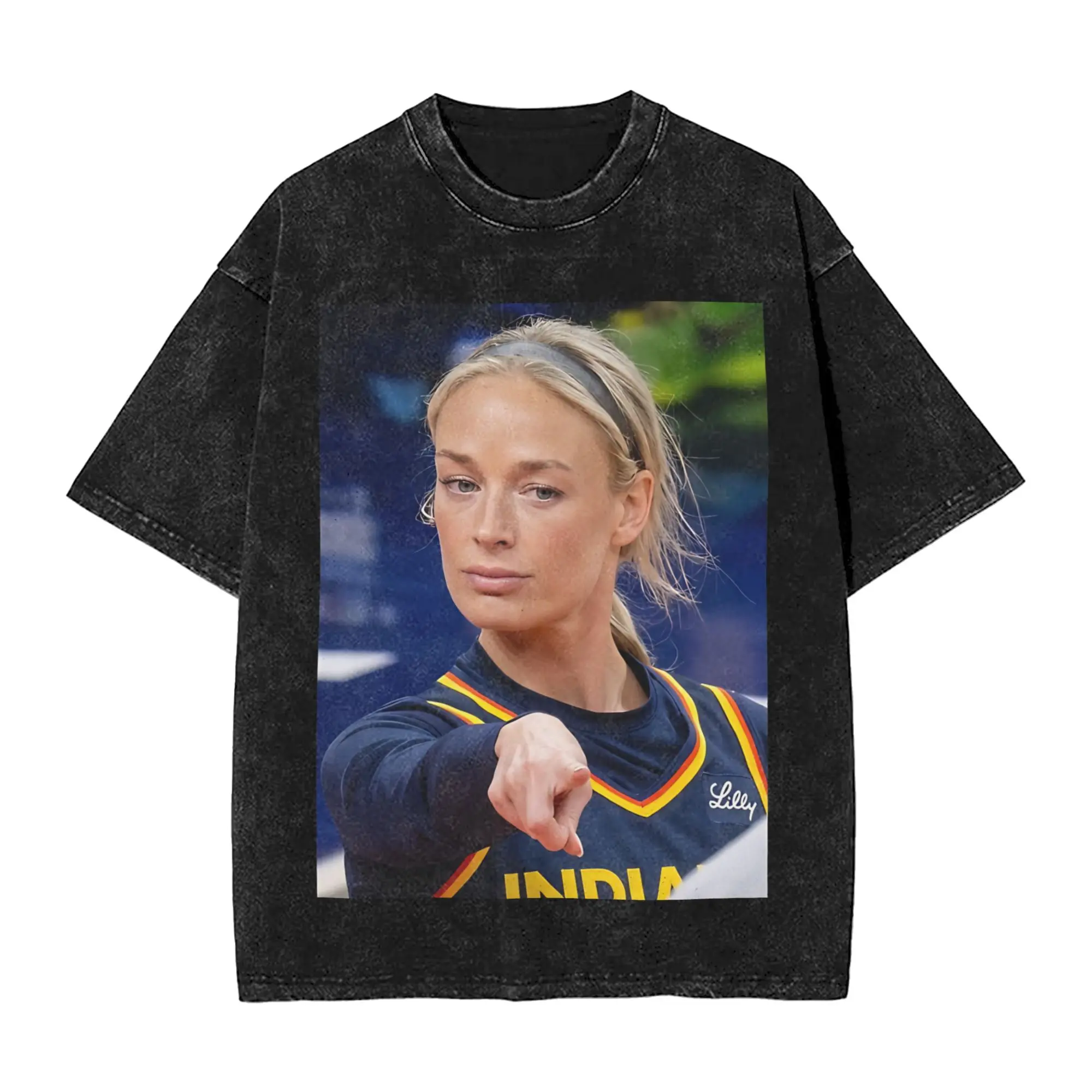 Washed T Shirt Sophie Cunningham Pointing Hip Hop Novelty T-Shirts High Street  Streetwear 100% Cotton Tops Tee Shirt Men Women